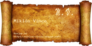 Miklós Vince névjegykártya